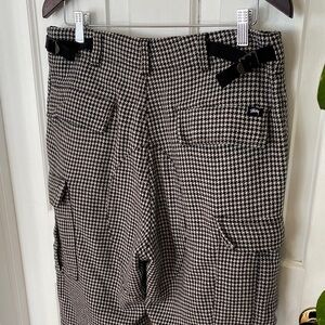 Stussy Black and White houndstooth Checkered Cargo Pants Barrel skater street